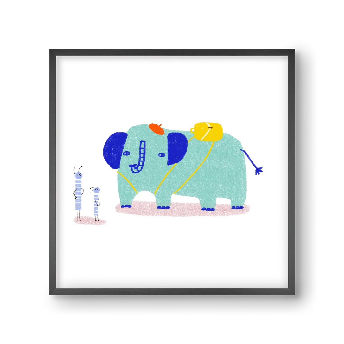 Elefánt kirándul, 30x30 cm (30x30 cm), Fekete keret