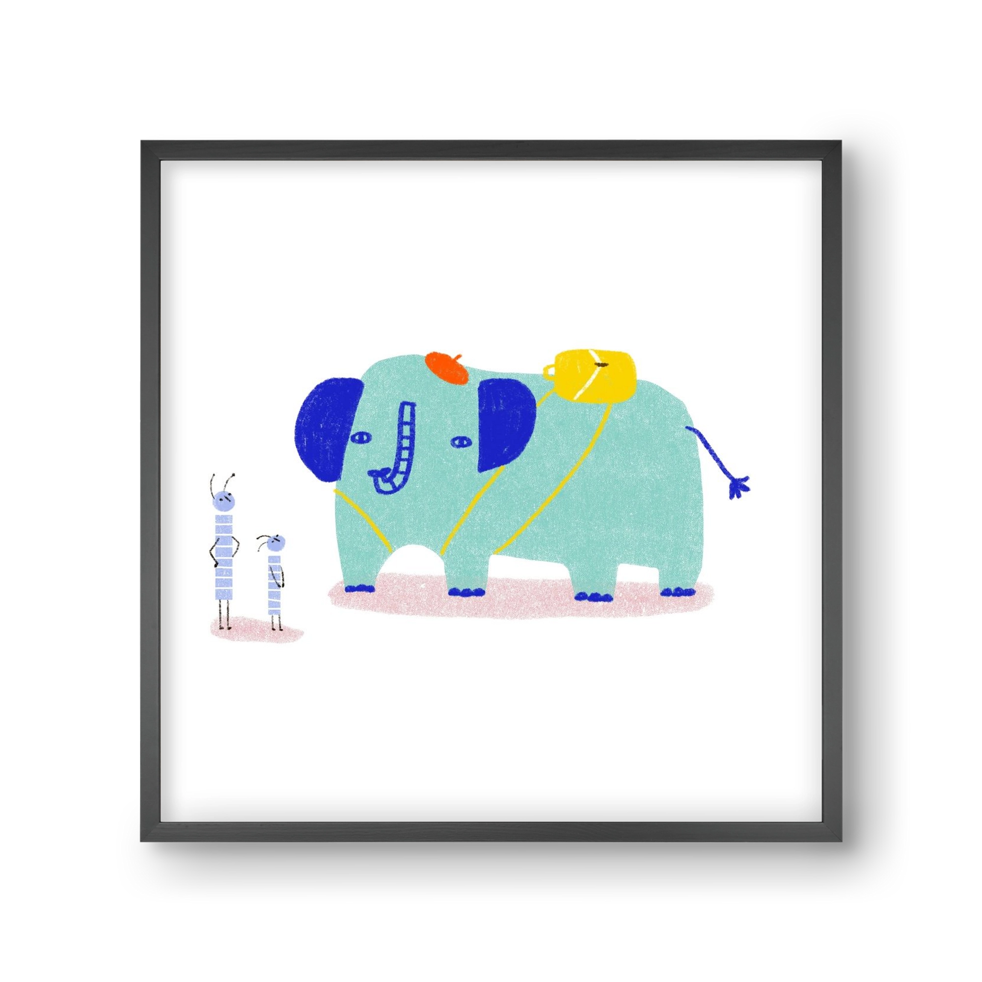Elefánt kirándul, 30x30 cm (30x30 cm), Fekete keret