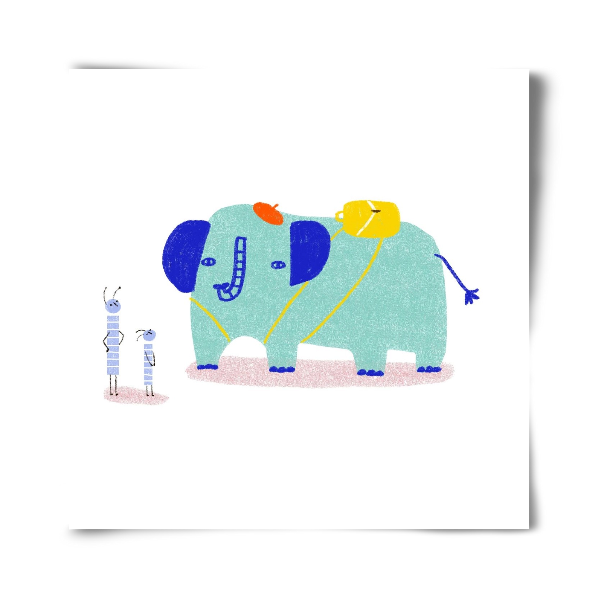 Elefánt kirándul, 40x40 cm, Keret nélkül