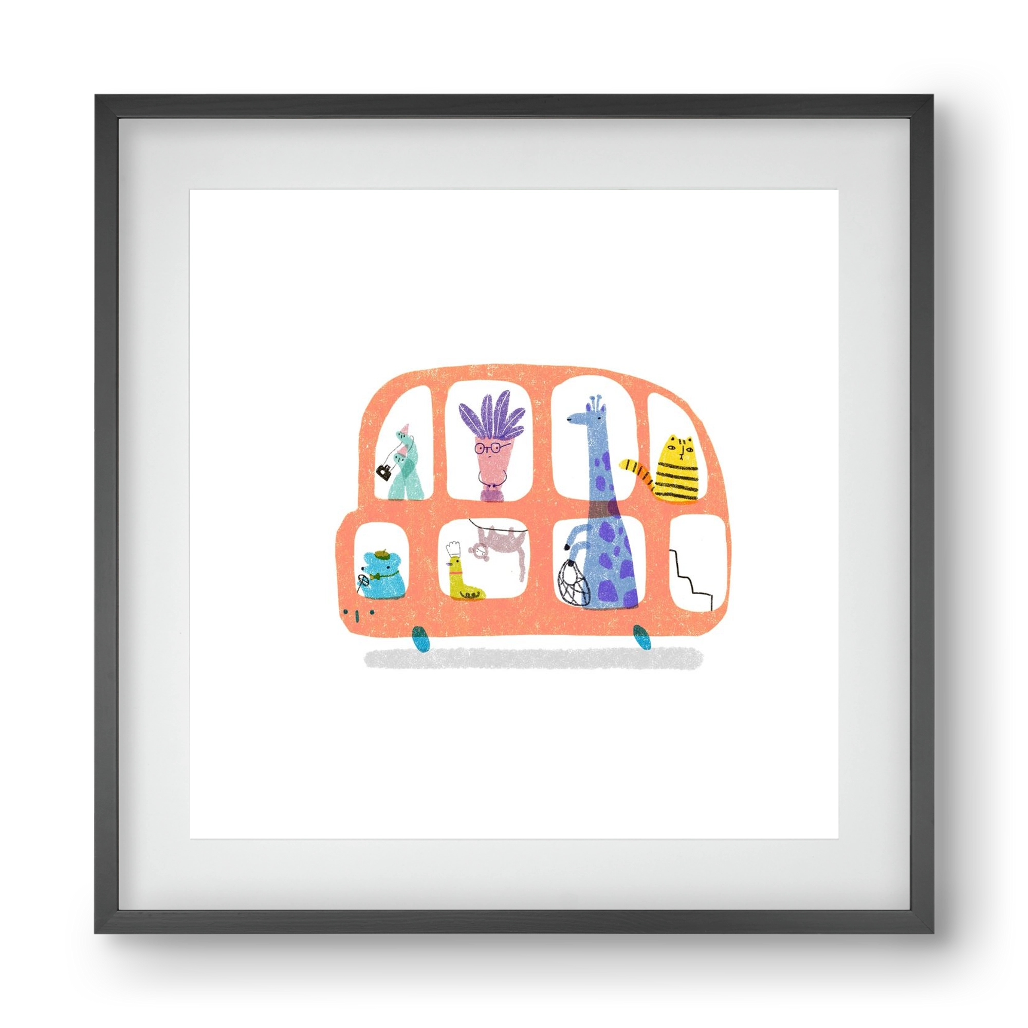 Buszon, 40x40 cm (30x30 cm), Fekete keret, paszpartuval