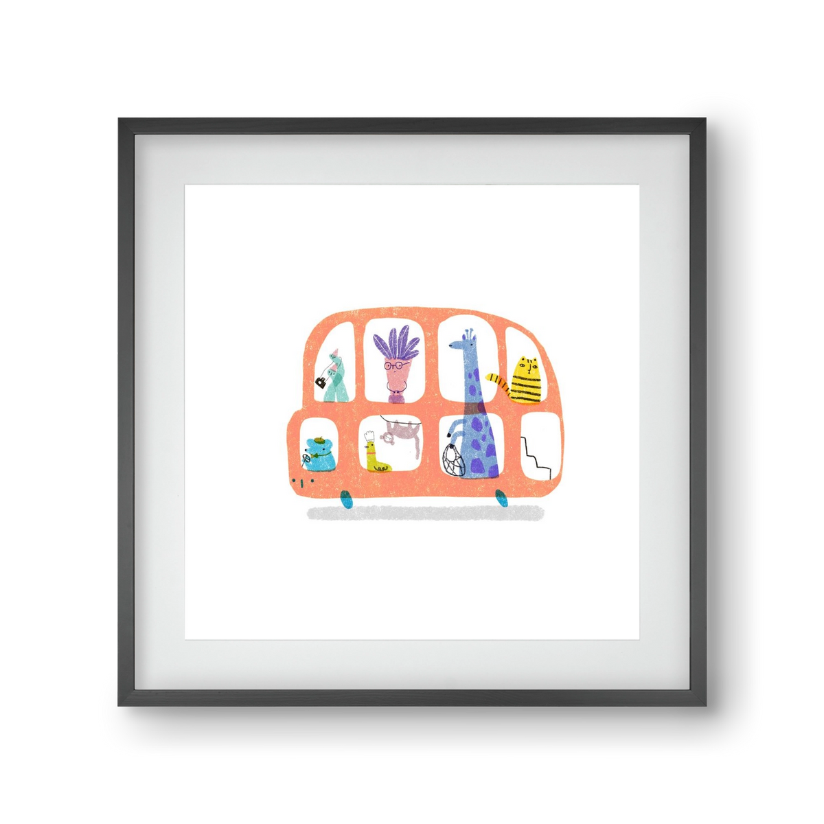 Buszon, 30x30 cm (20x20 cm), Fekete keret, paszpartuval