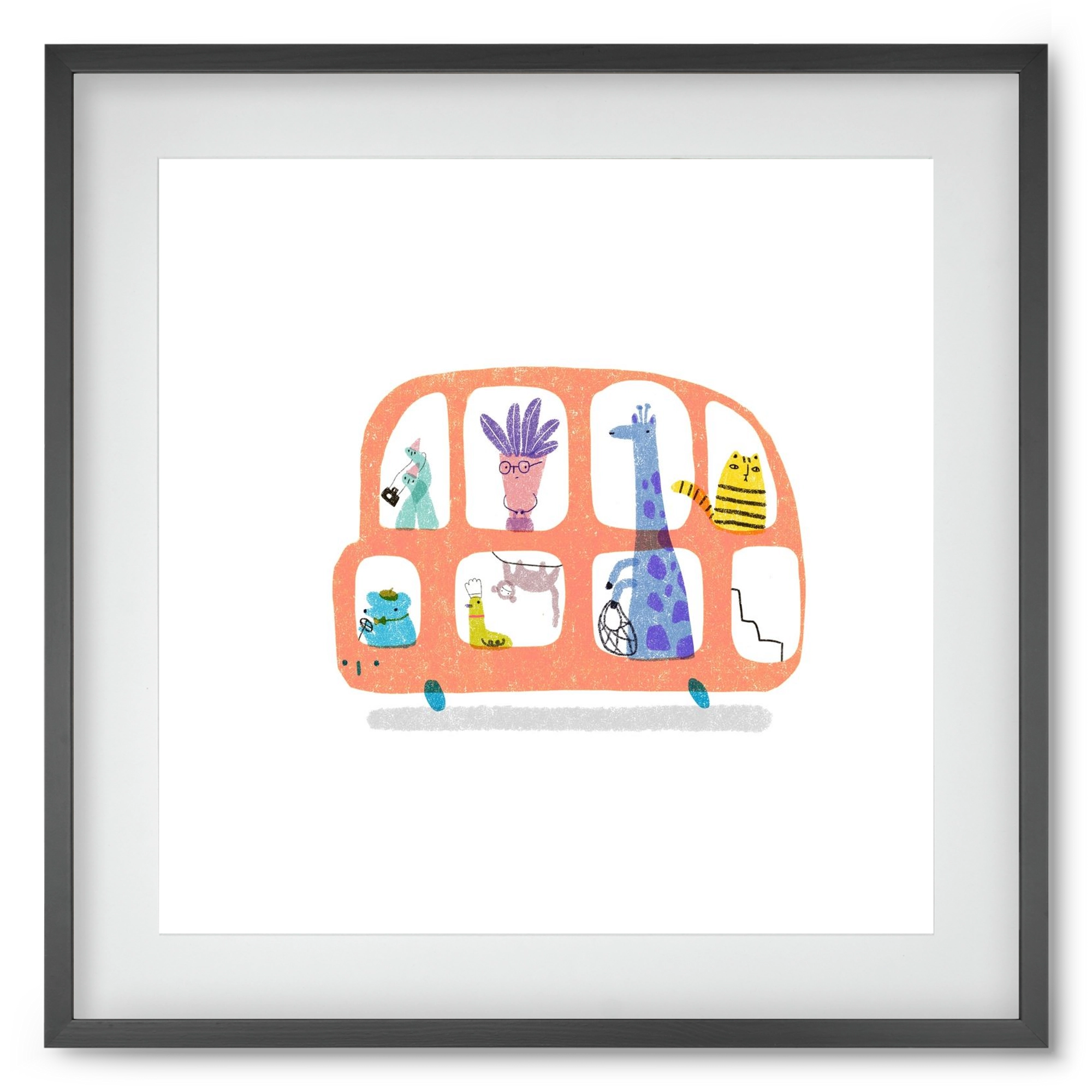 Buszon, 50x50 cm (40x40 cm), Fekete keret, paszpartuval