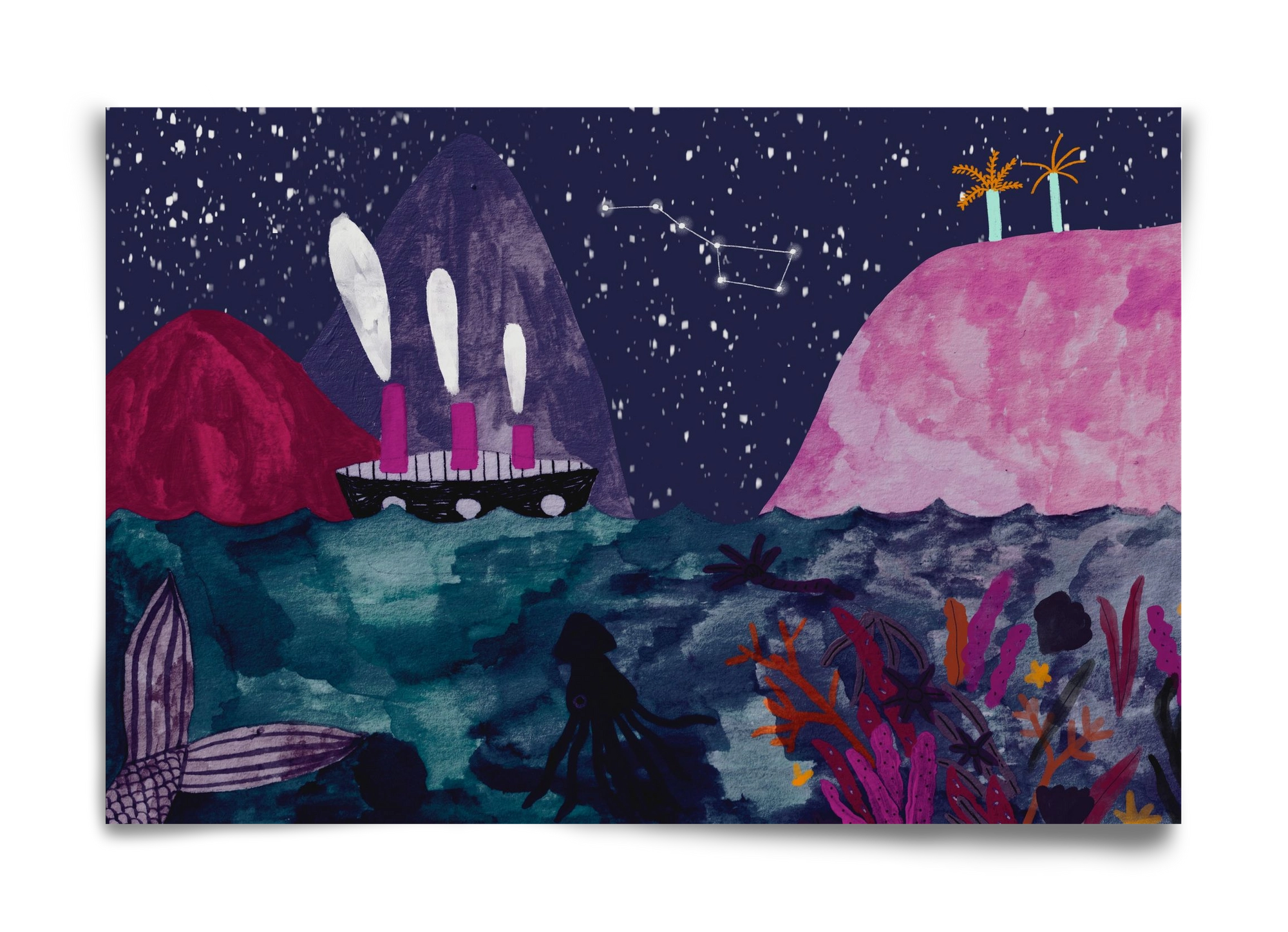 Éjszaka az óceánon, 60x40 cm, Keret nélkül