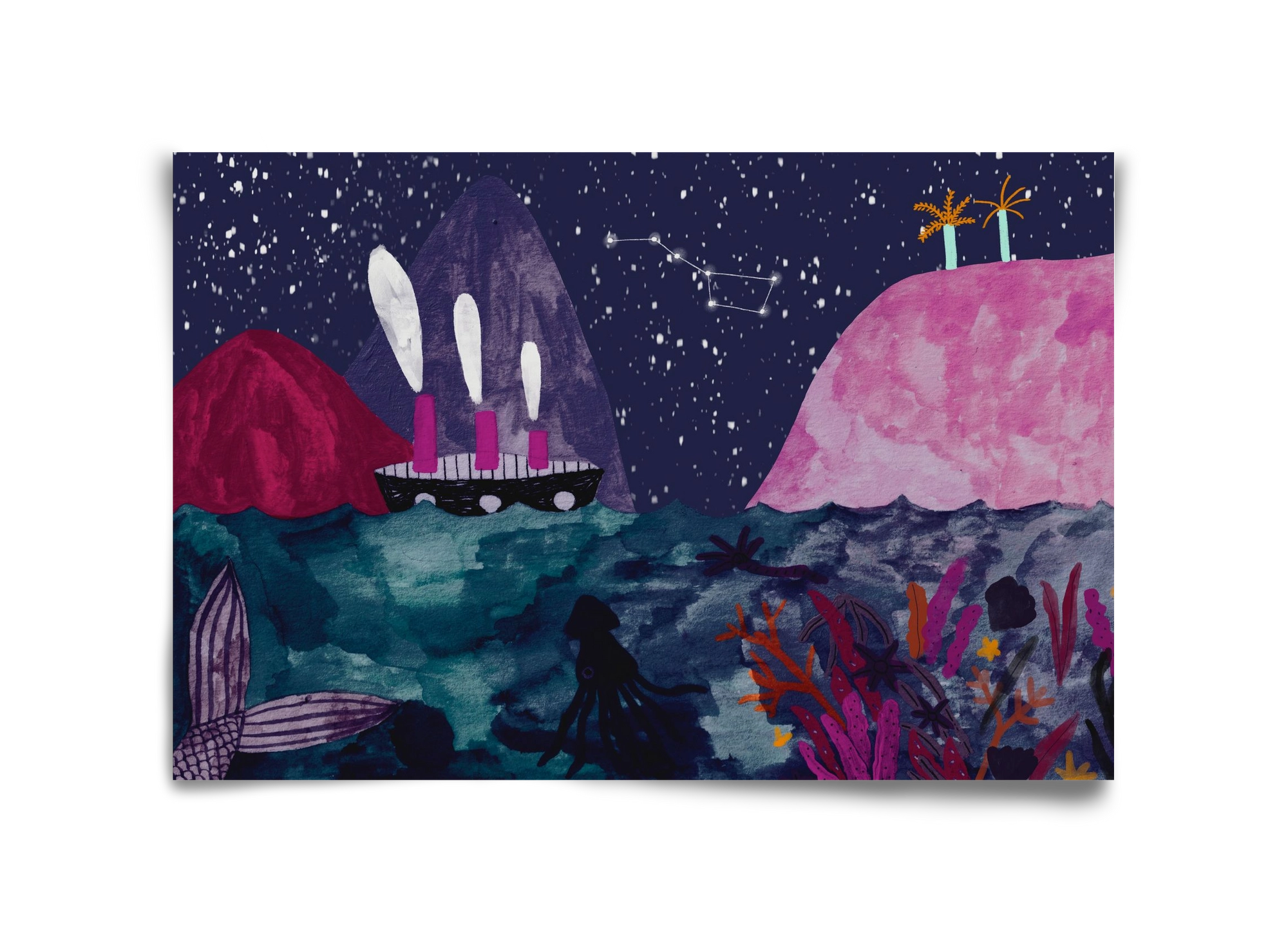 Éjszaka az óceánon, 45x30 cm, Keret nélkül