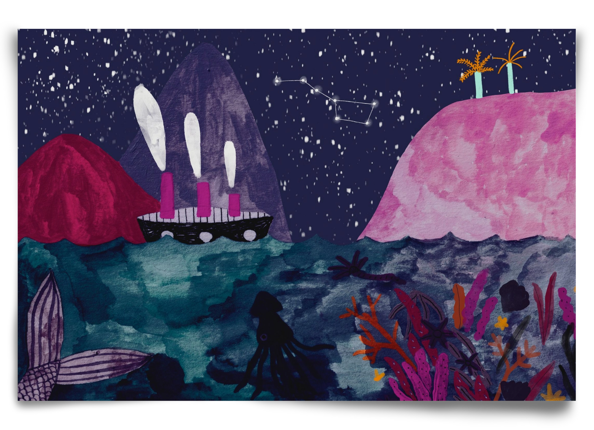 Éjszaka az óceánon, 90x60 cm, Keret nélkül