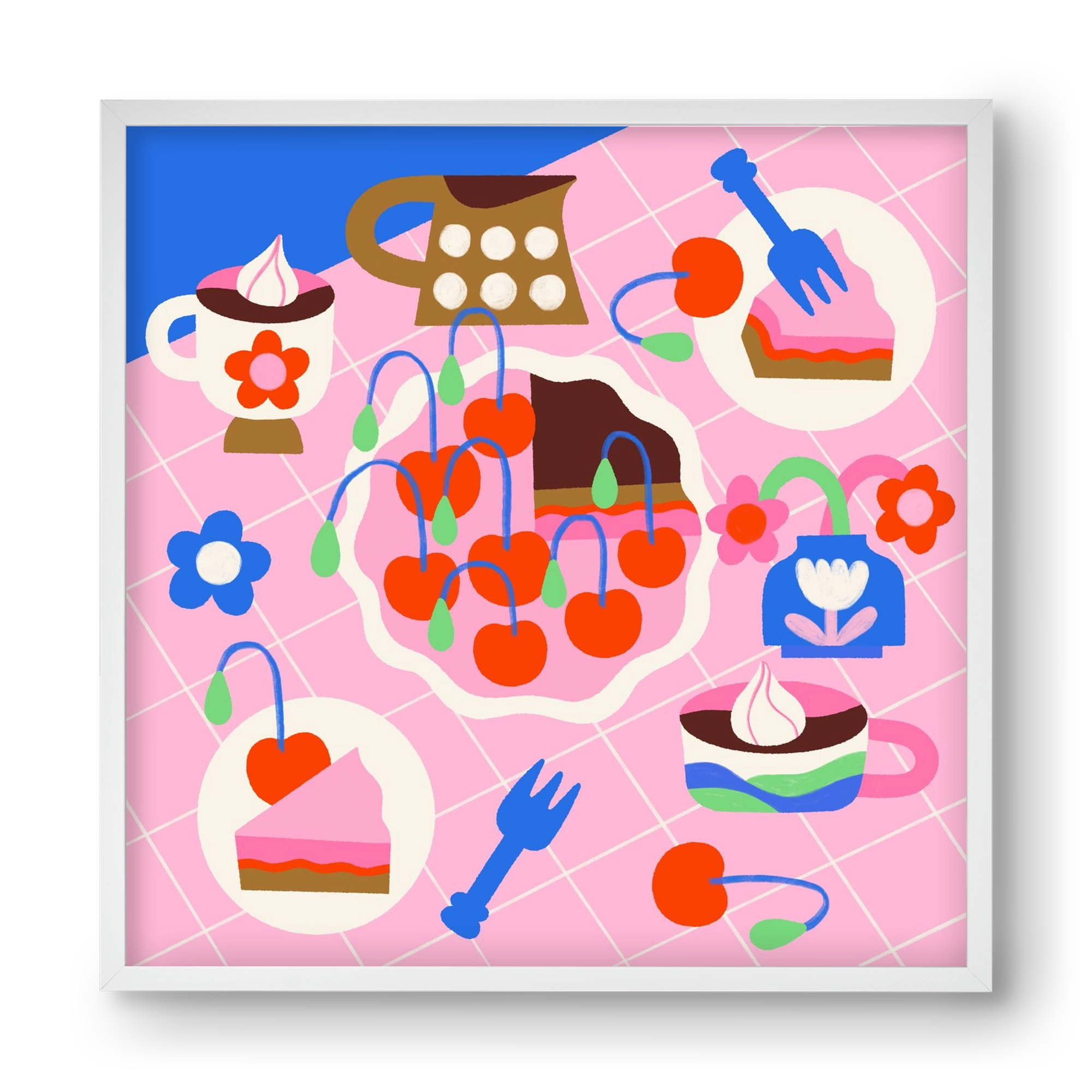 Cherry Pie, 40x40 cm (40x40 cm), Fehér keret