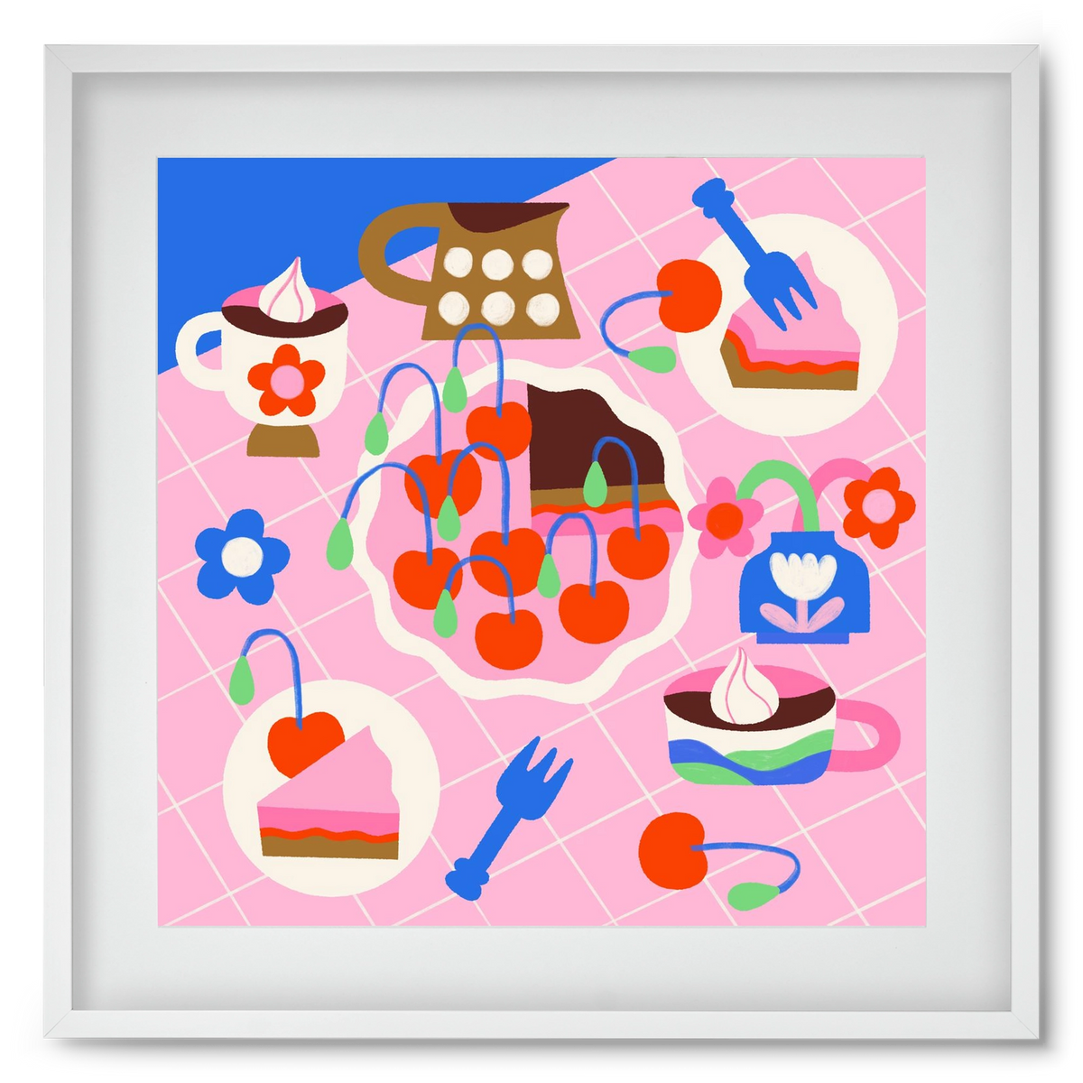 Cherry Pie, 50x50 cm (40x40 cm), Fehér keret, paszpartuval