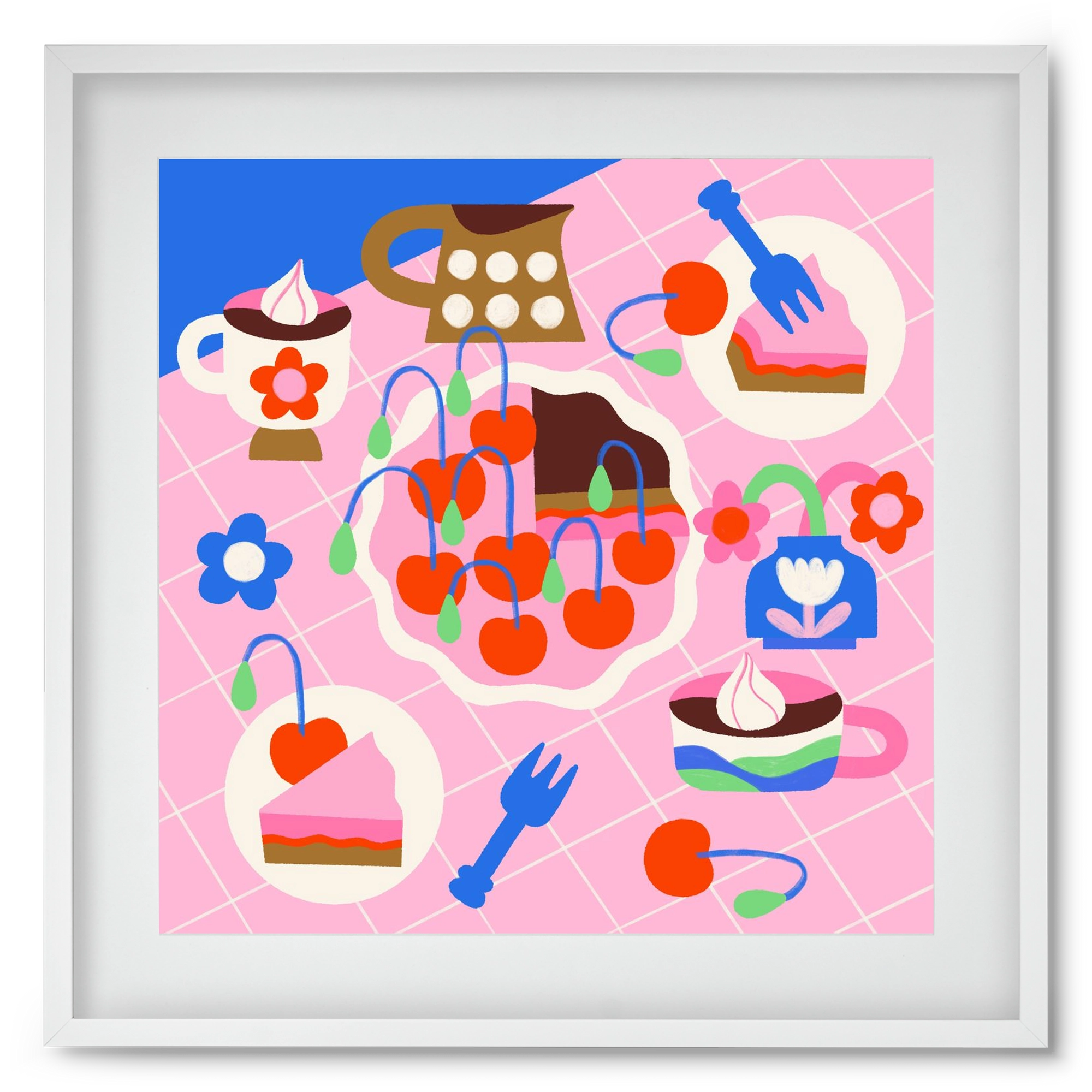 Cherry Pie, 50x50 cm (40x40 cm), Fehér keret, paszpartuval