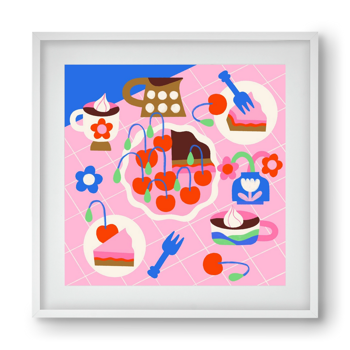 Cherry Pie, 40x40 cm (30x30 cm), Fehér keret, paszpartuval