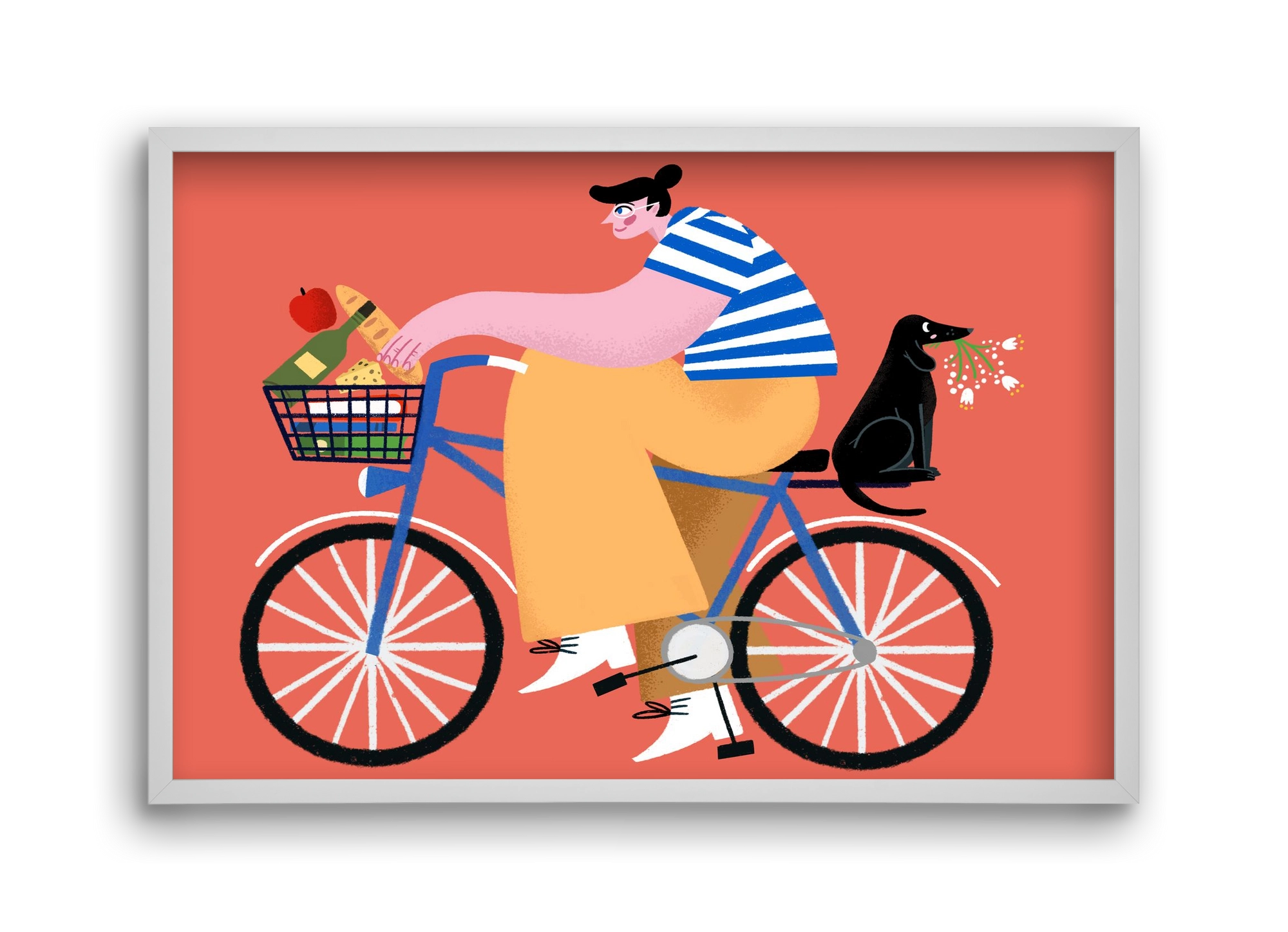 Bike ride, 45x30 cm (45x30 cm), Fehér keret