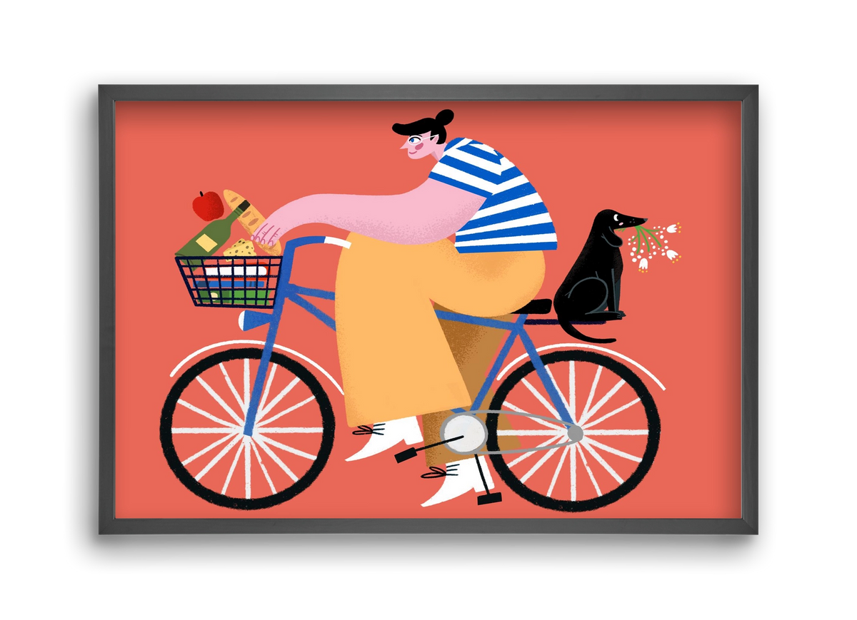 Bike ride, 45x30 cm (45x30 cm), Fekete keret