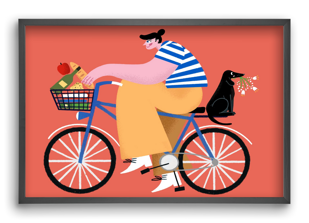 Bike ride, 60x40 cm (60x40 cm), Fekete keret