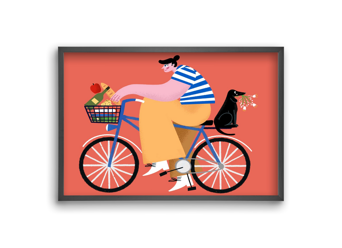 Bike ride, 30x20 cm (30x20 cm), Fekete keret