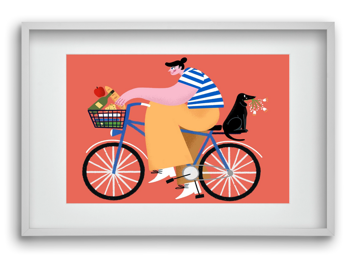Bike ride, 60x40 cm (45x30 cm), Fehér keret, paszpartuval