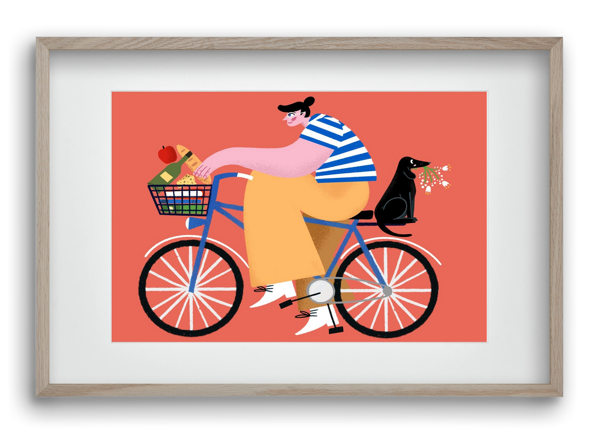 Bike ride, 60x40 cm (45x30 cm), Tölgy keret, paszpartuval