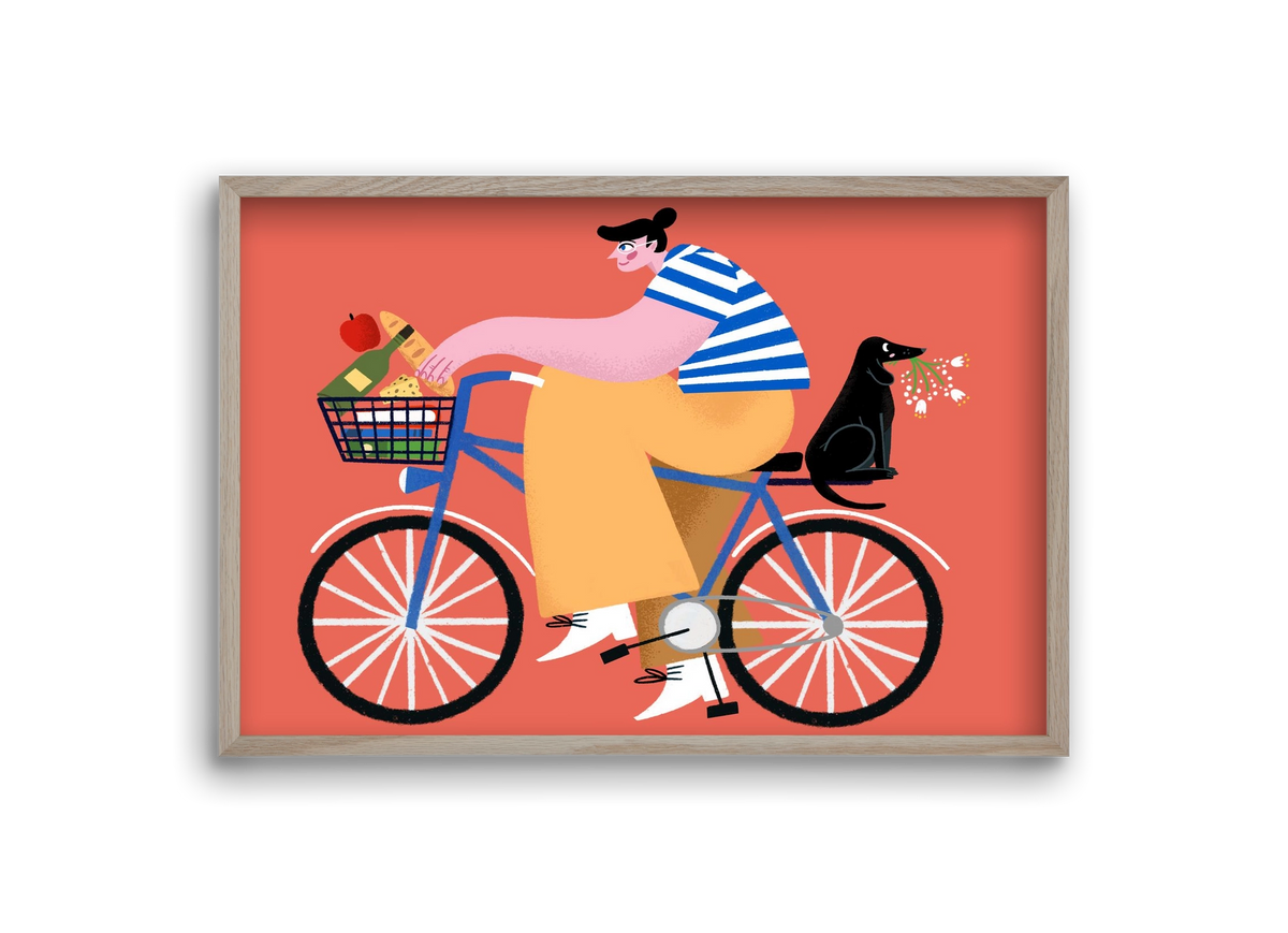 Bike ride, 30x20 cm (30x20 cm), Tölgy keret