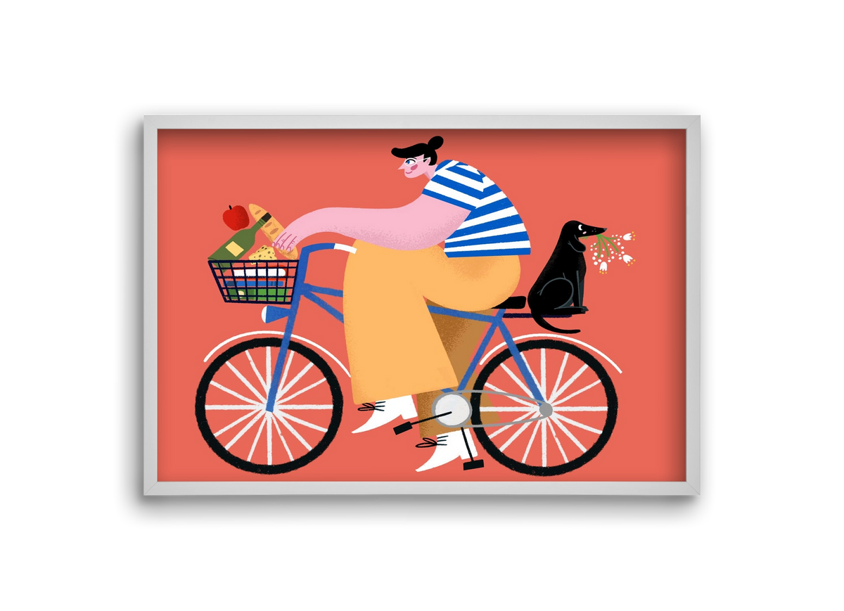 Bike ride, 30x20 cm (30x20 cm), Fehér keret