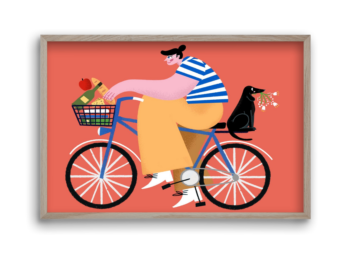 Bike ride, 45x30 cm (45x30 cm), Tölgy keret