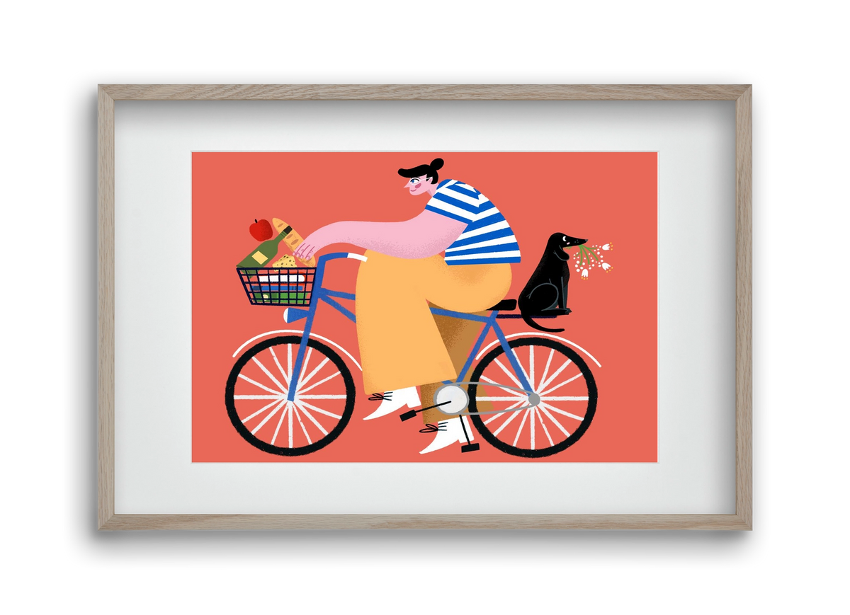 Bike ride, 45x30 cm (30x20 cm), Tölgy keret, paszpartuval