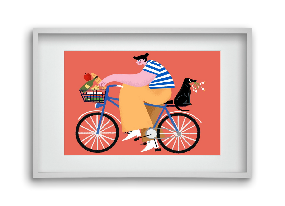 Bike ride, 45x30 cm (30x20 cm), Fehér keret, paszpartuval