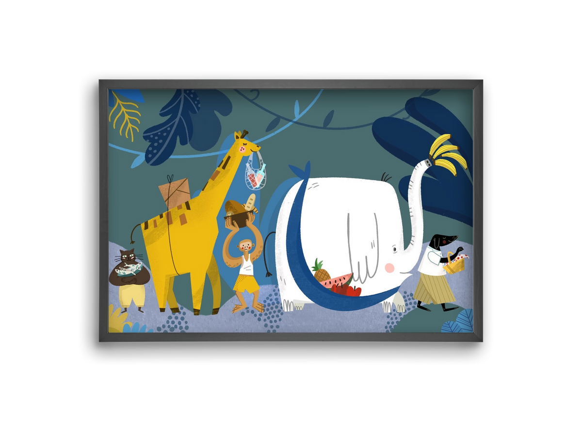 Picnic in the Jungle, 30x20 cm (30x20 cm), Fekete keret