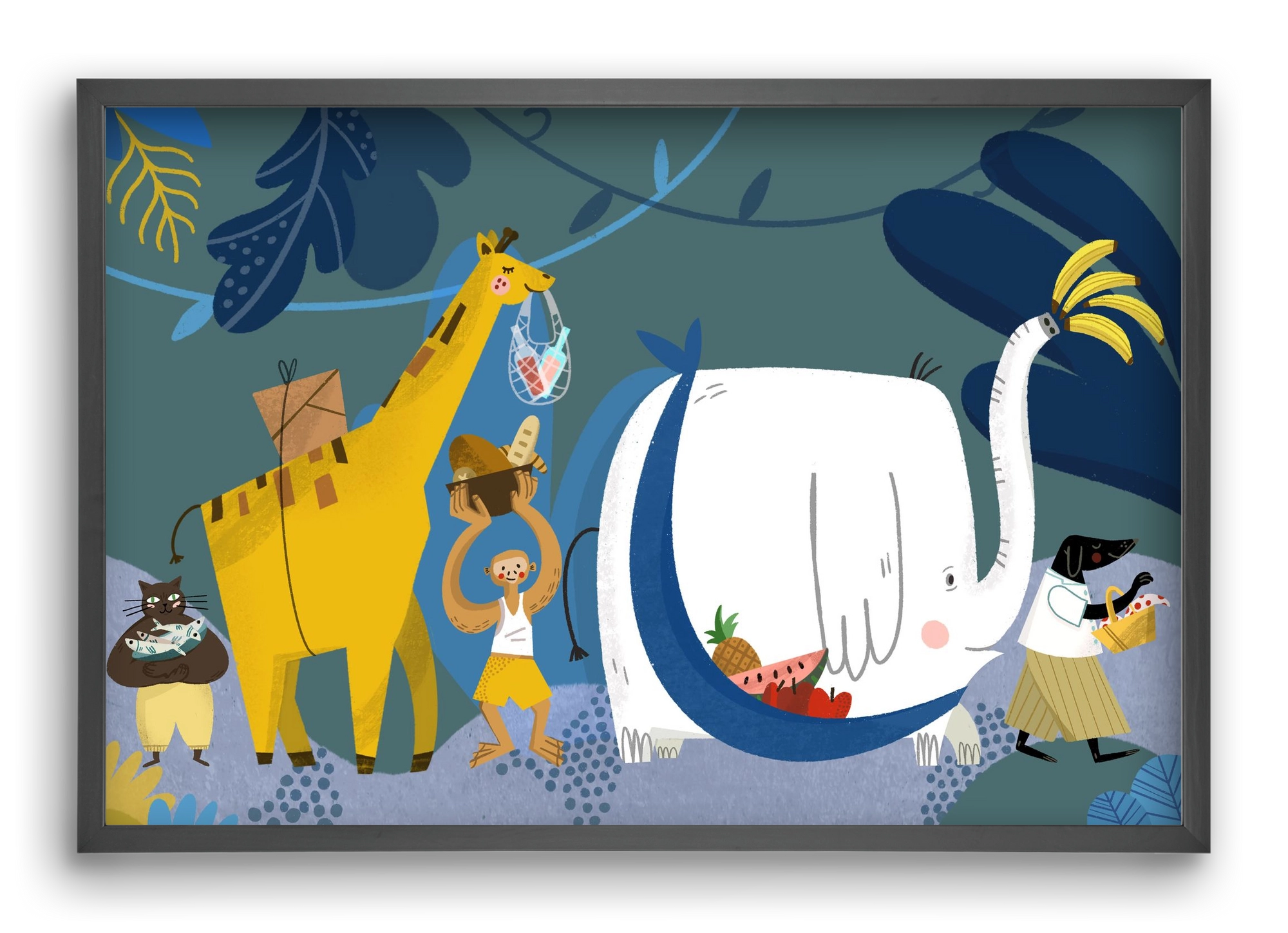 Picnic in the Jungle, 60x40 cm (60x40 cm), Fekete keret