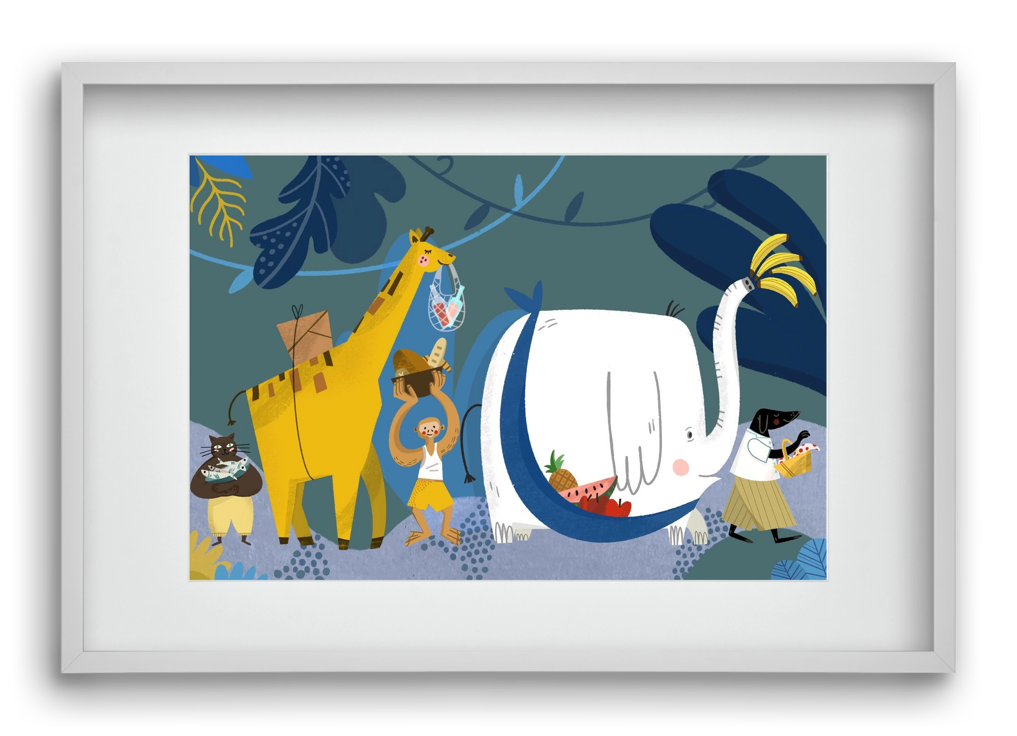 Picnic in the Jungle, 60x40 cm (45x30 cm), Fehér keret, paszpartuval