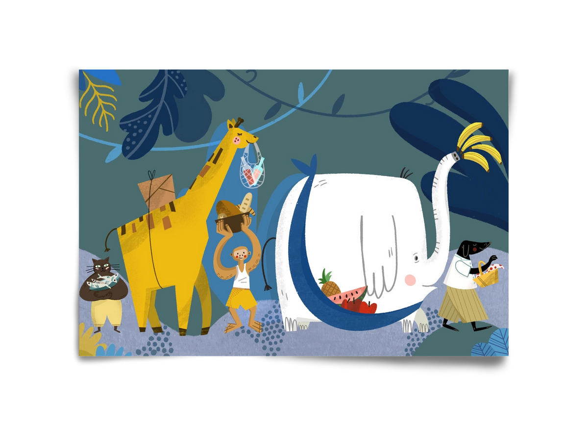 Picnic in the Jungle, 45x30 cm, Keret nélkül