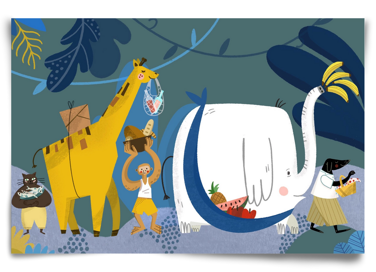 Picnic in the Jungle, 90x60 cm, Keret nélkül