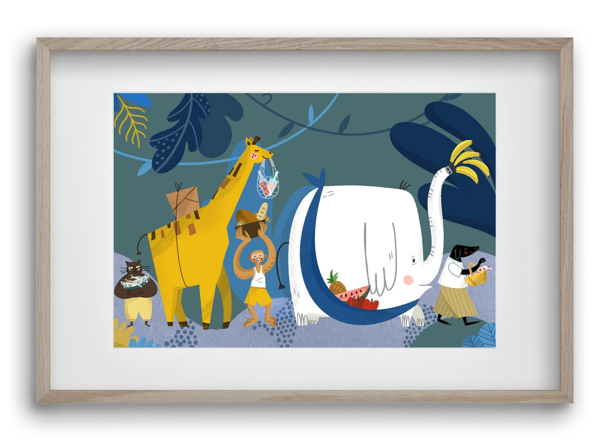 Picnic in the Jungle, 60x40 cm (45x30 cm), Tölgy keret, paszpartuval