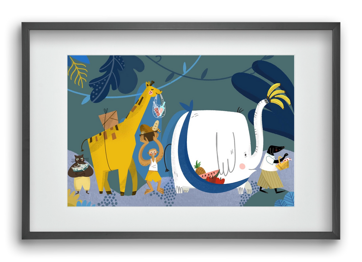 Picnic in the Jungle, 60x40 cm (45x30 cm), Fekete keret, paszpartuval