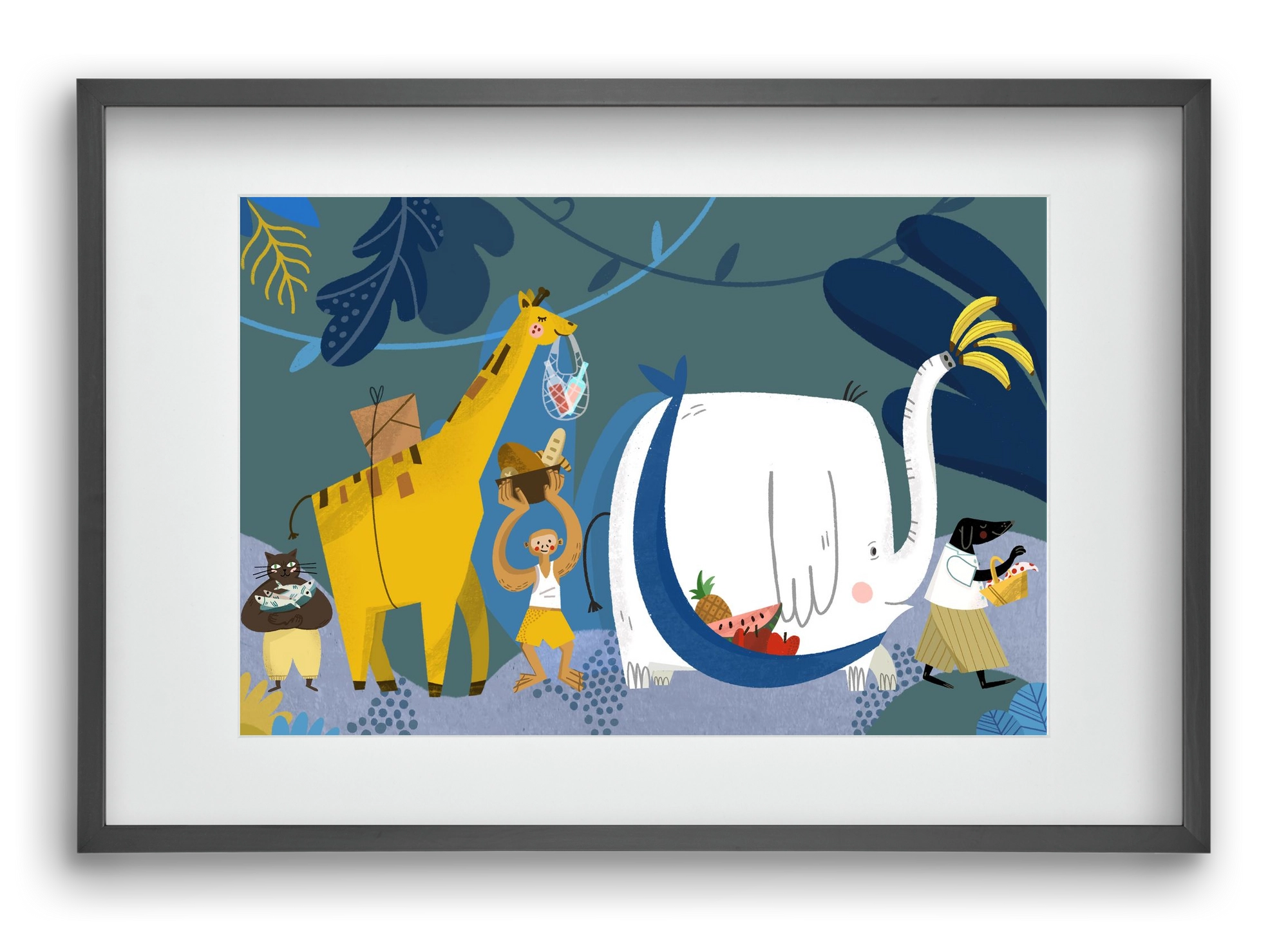 Picnic in the Jungle, 60x40 cm (45x30 cm), Fekete keret, paszpartuval