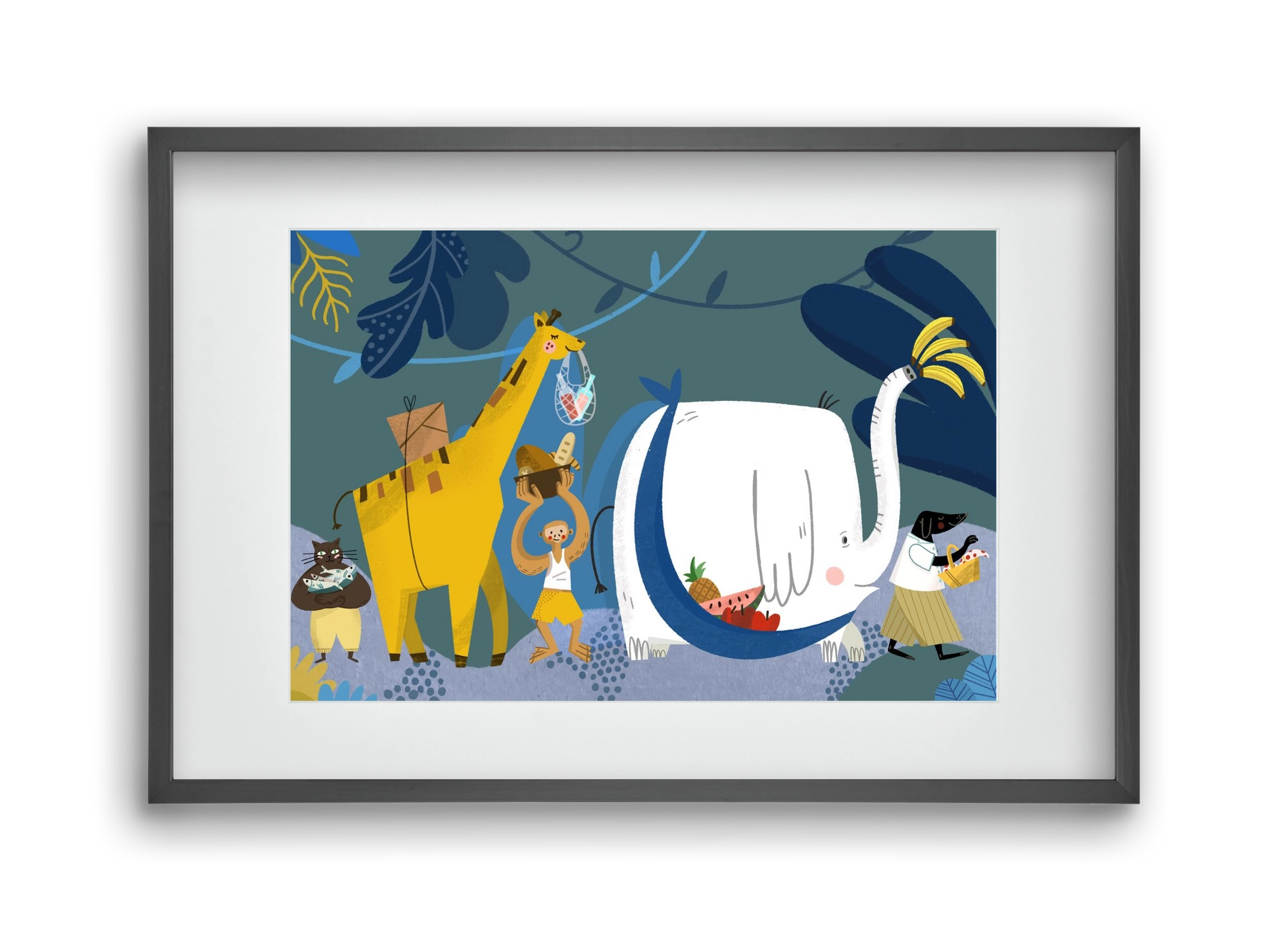 Picnic in the Jungle, 45x30 cm (30x20 cm), Fekete keret, paszpartuval