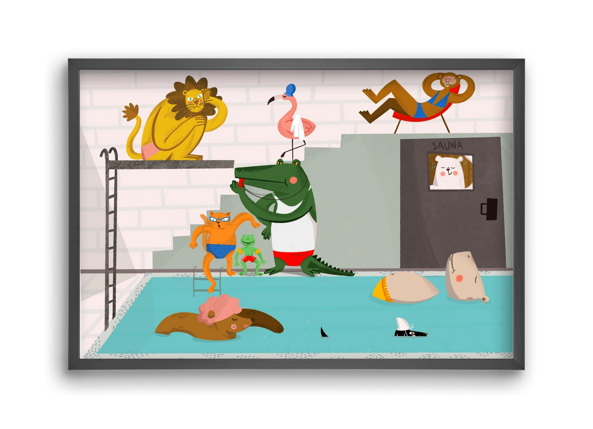 Swimming Pool, 45x30 cm (45x30 cm), Fekete keret