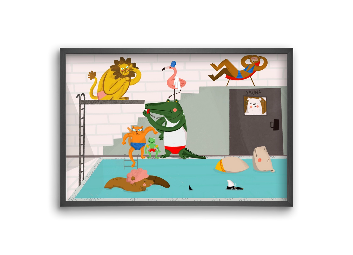 Swimming Pool, 30x20 cm (30x20 cm), Fekete keret