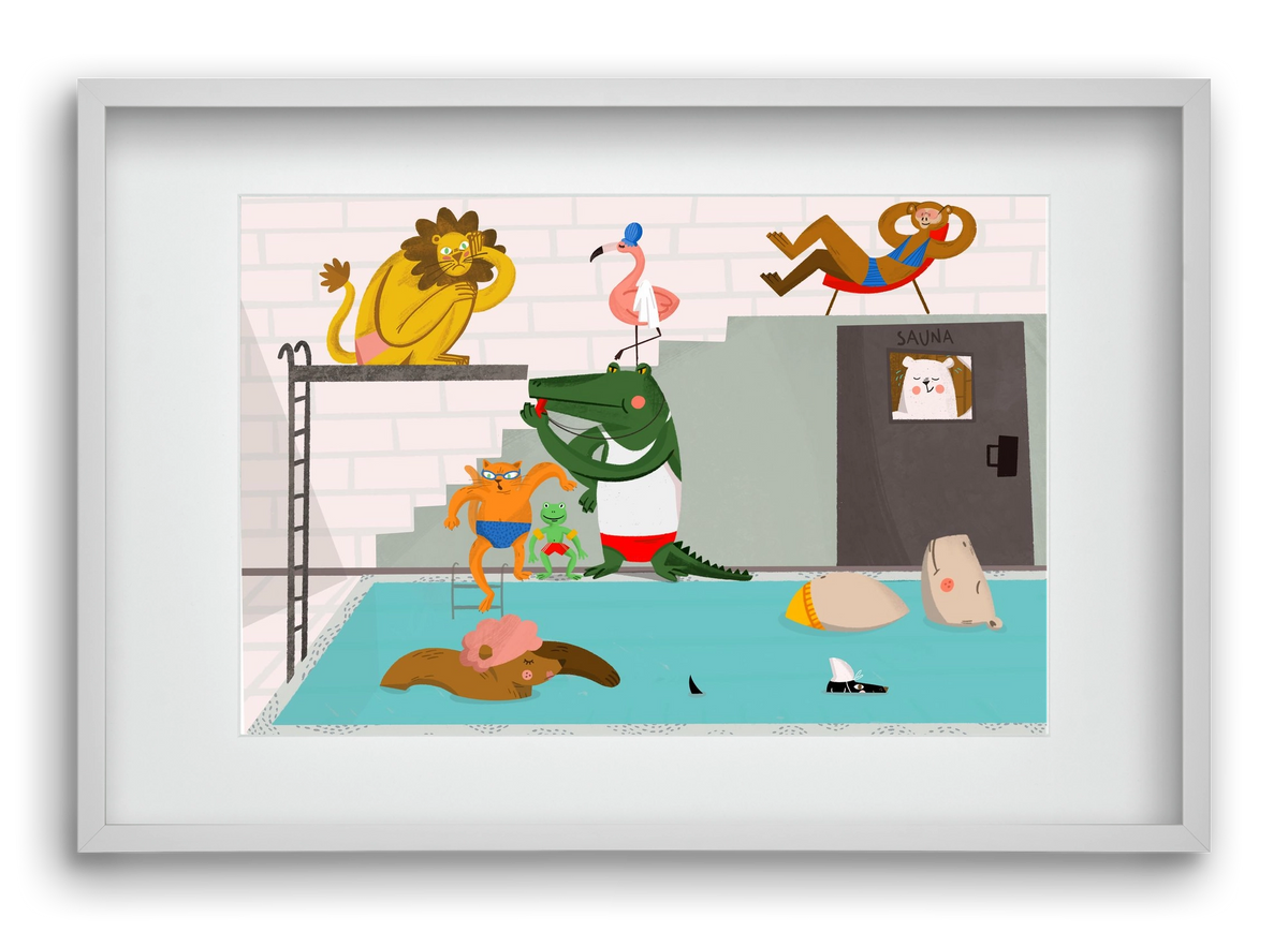 Swimming Pool, 60x40 cm (45x30 cm), Fehér keret, paszpartuval