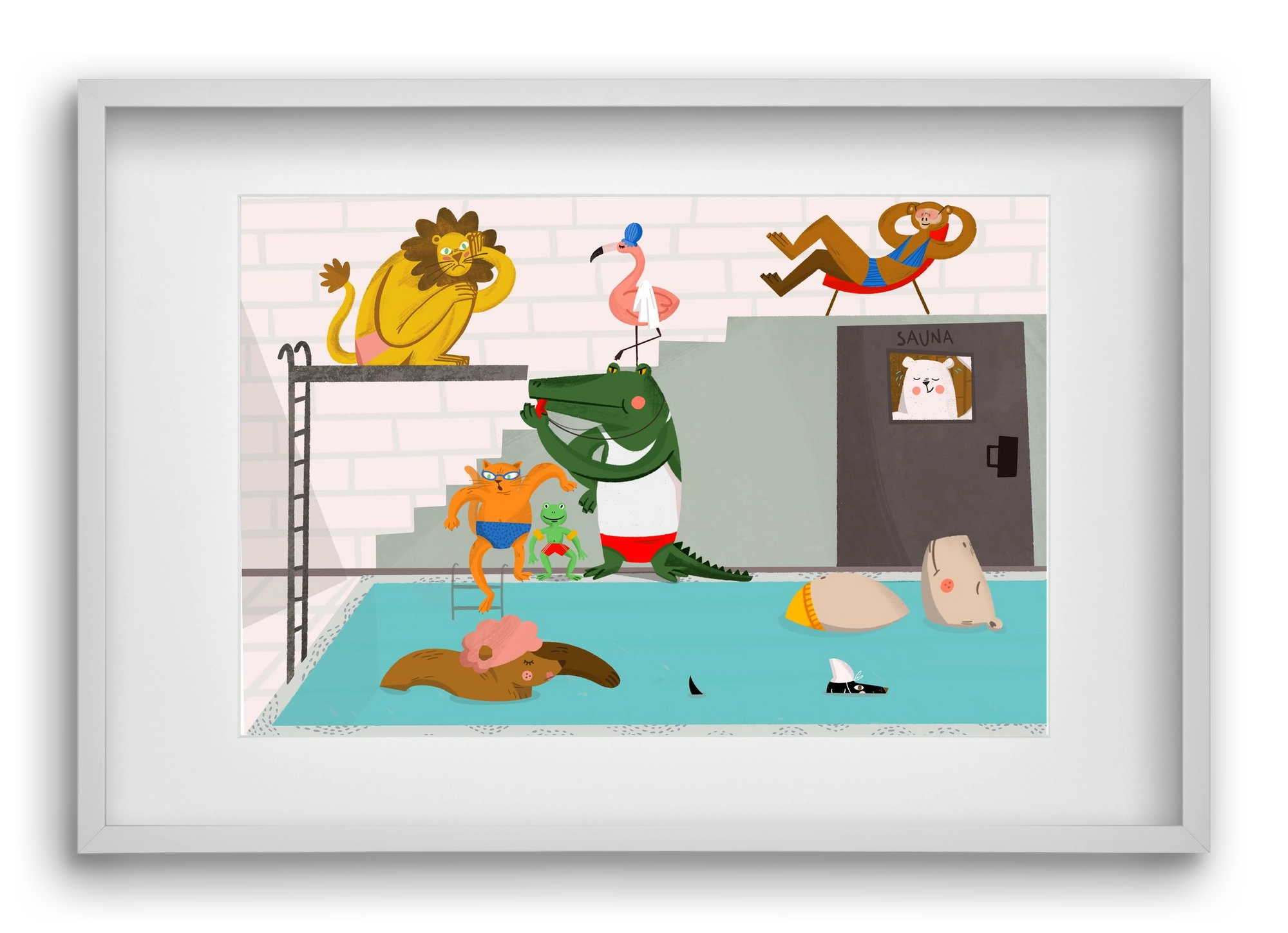 Swimming Pool, 60x40 cm (45x30 cm), Fehér keret, paszpartuval