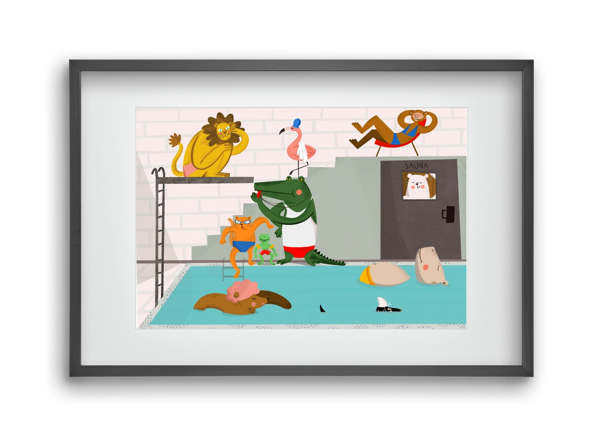 Swimming Pool, 45x30 cm (30x20 cm), Fekete keret, paszpartuval