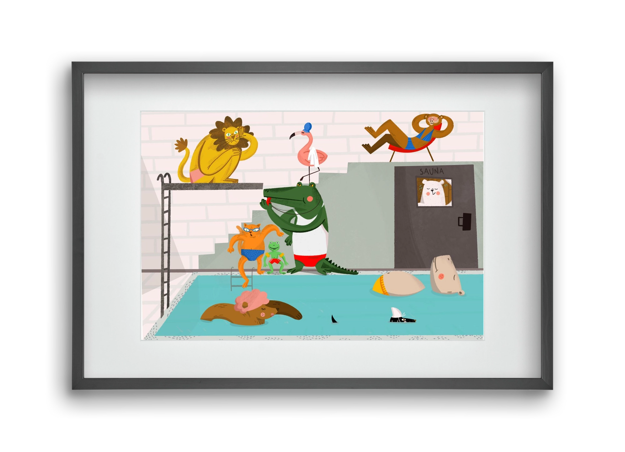 Swimming Pool, 45x30 cm (30x20 cm), Fekete keret, paszpartuval