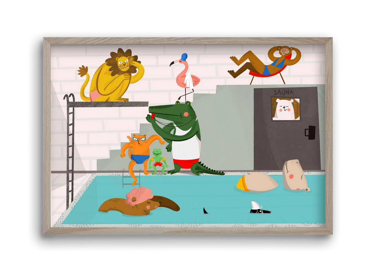 Swimming Pool, 45x30 cm (45x30 cm), Tölgy keret