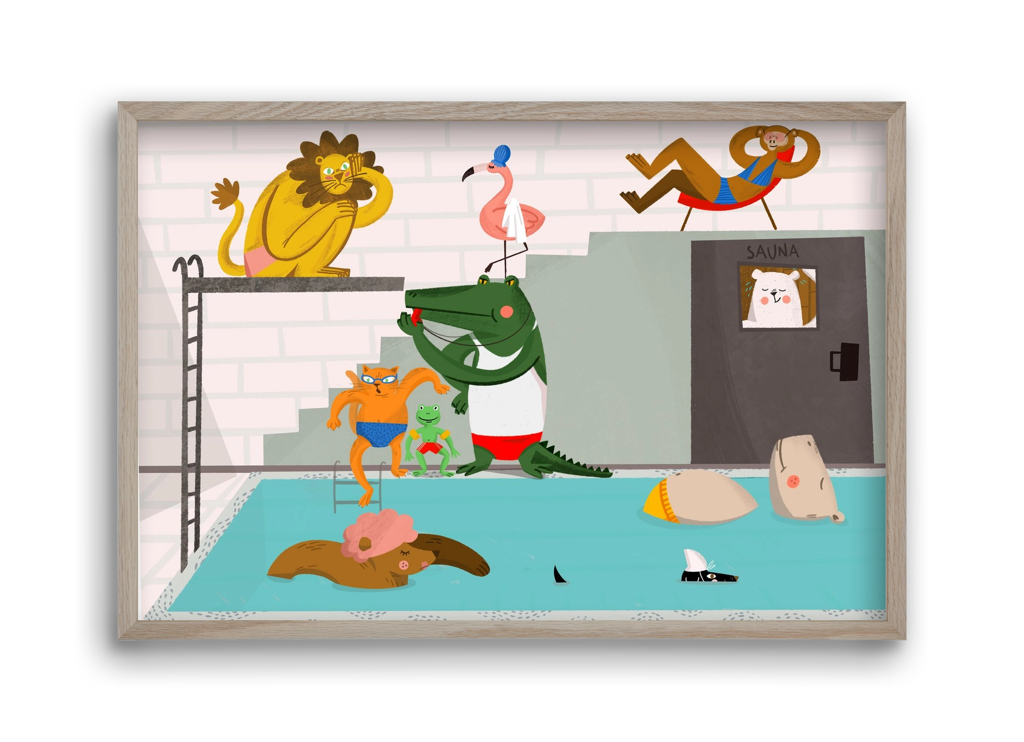 Swimming Pool, 45x30 cm (45x30 cm), Tölgy keret