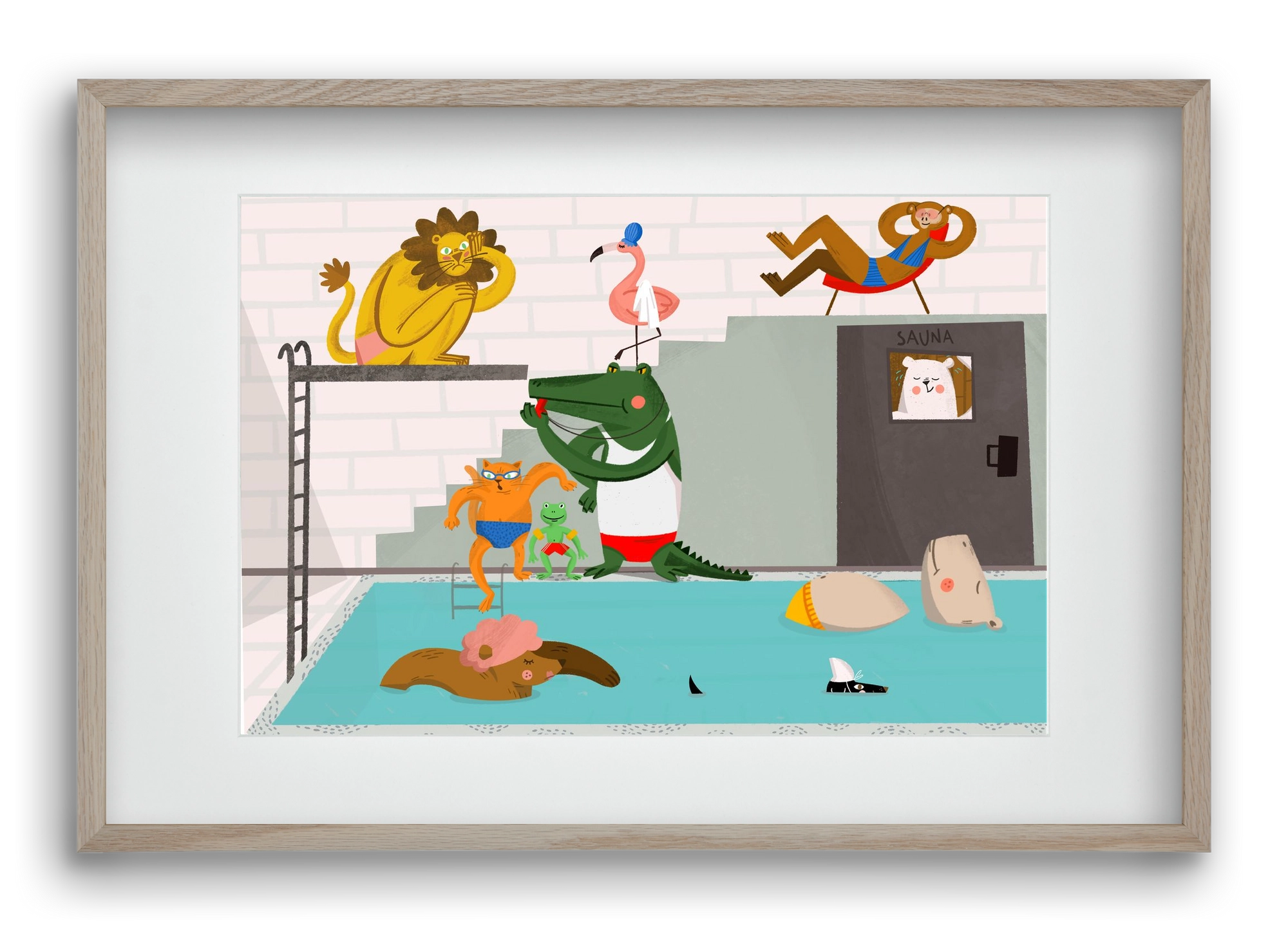 Swimming Pool, 60x40 cm (45x30 cm), Tölgy keret, paszpartuval