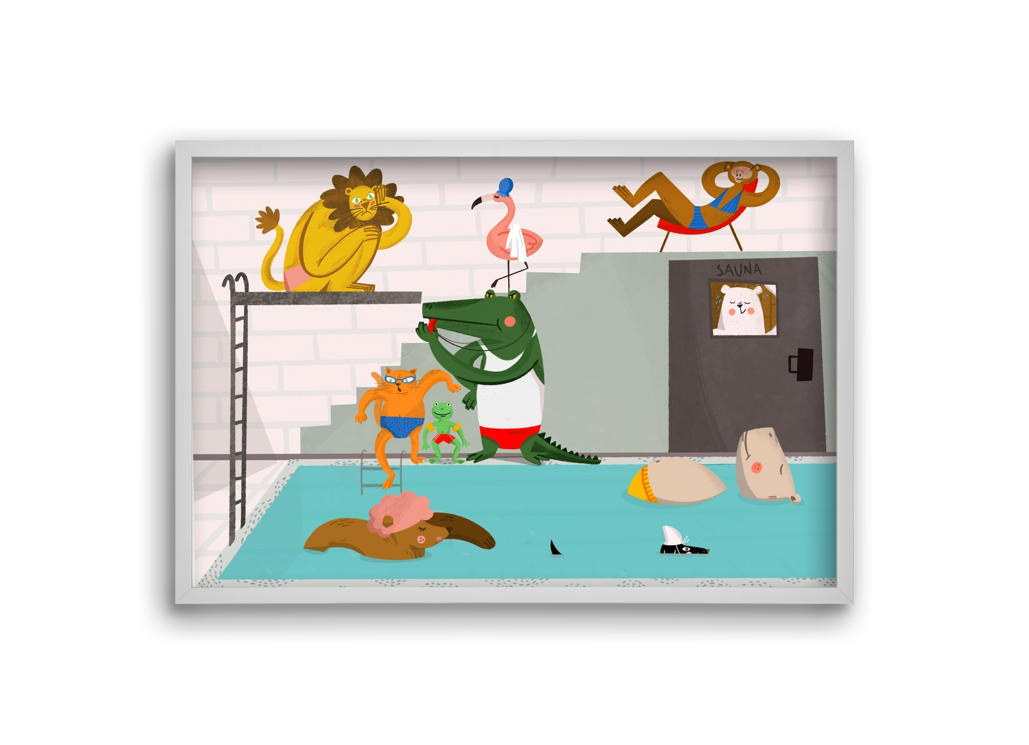 Swimming Pool, 30x20 cm (30x20 cm), Fehér keret