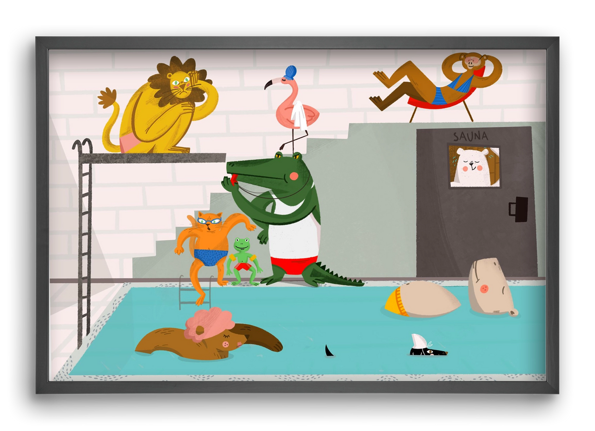 Swimming Pool, 60x40 cm (60x40 cm), Fekete keret