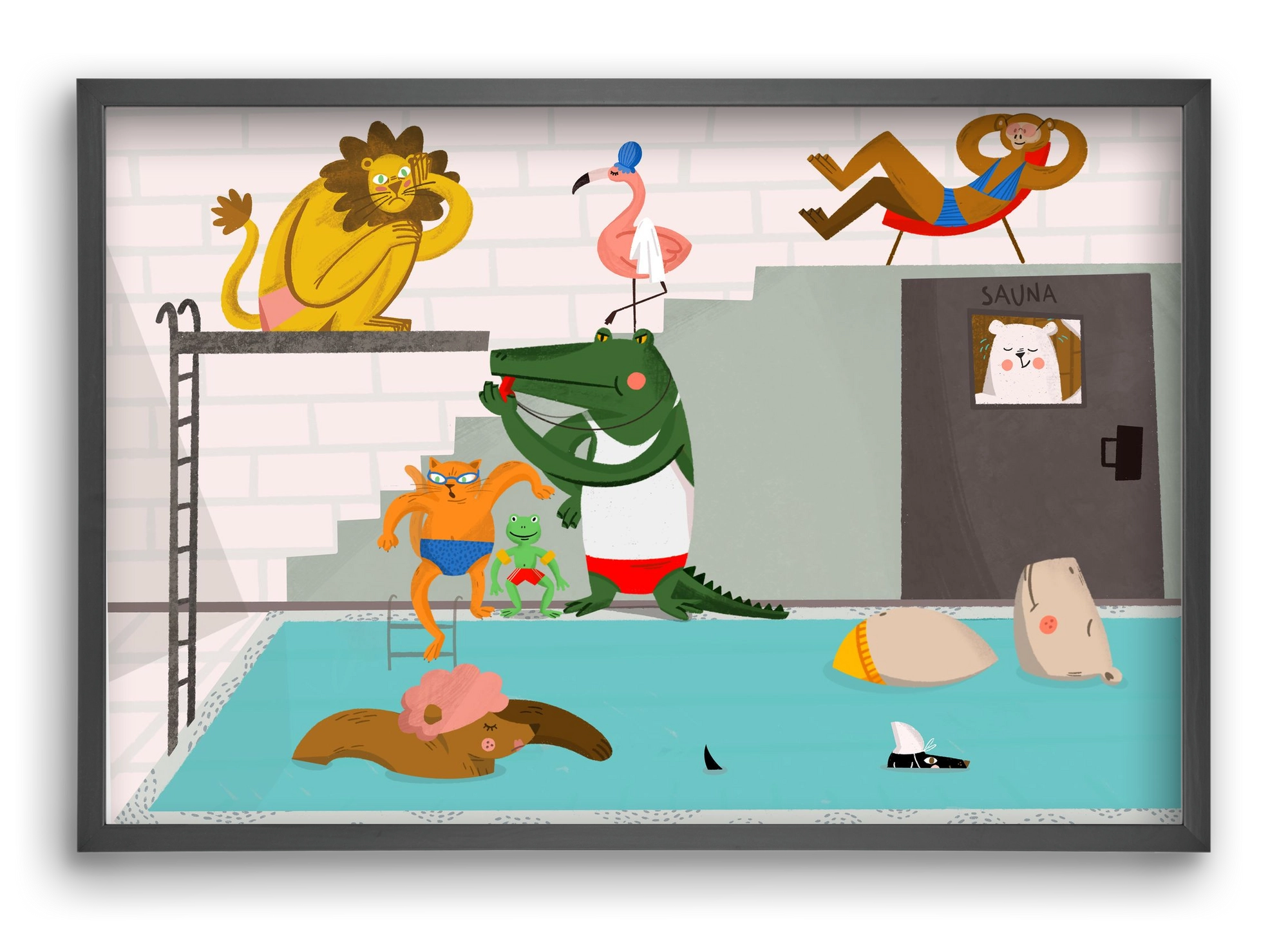 Swimming Pool, 60x40 cm (60x40 cm), Fekete keret