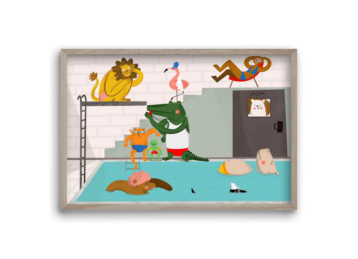 Swimming Pool, 30x20 cm (30x20 cm), Tölgy keret