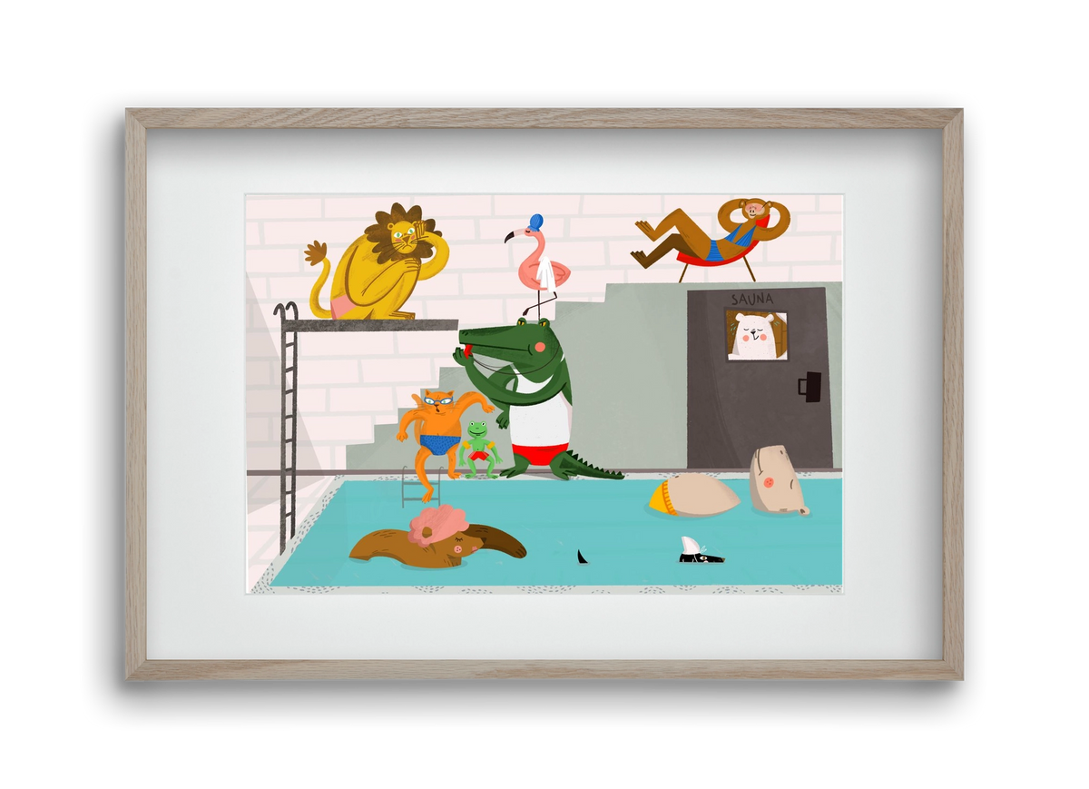 Swimming Pool, 45x30 cm (30x20 cm), Tölgy keret, paszpartuval