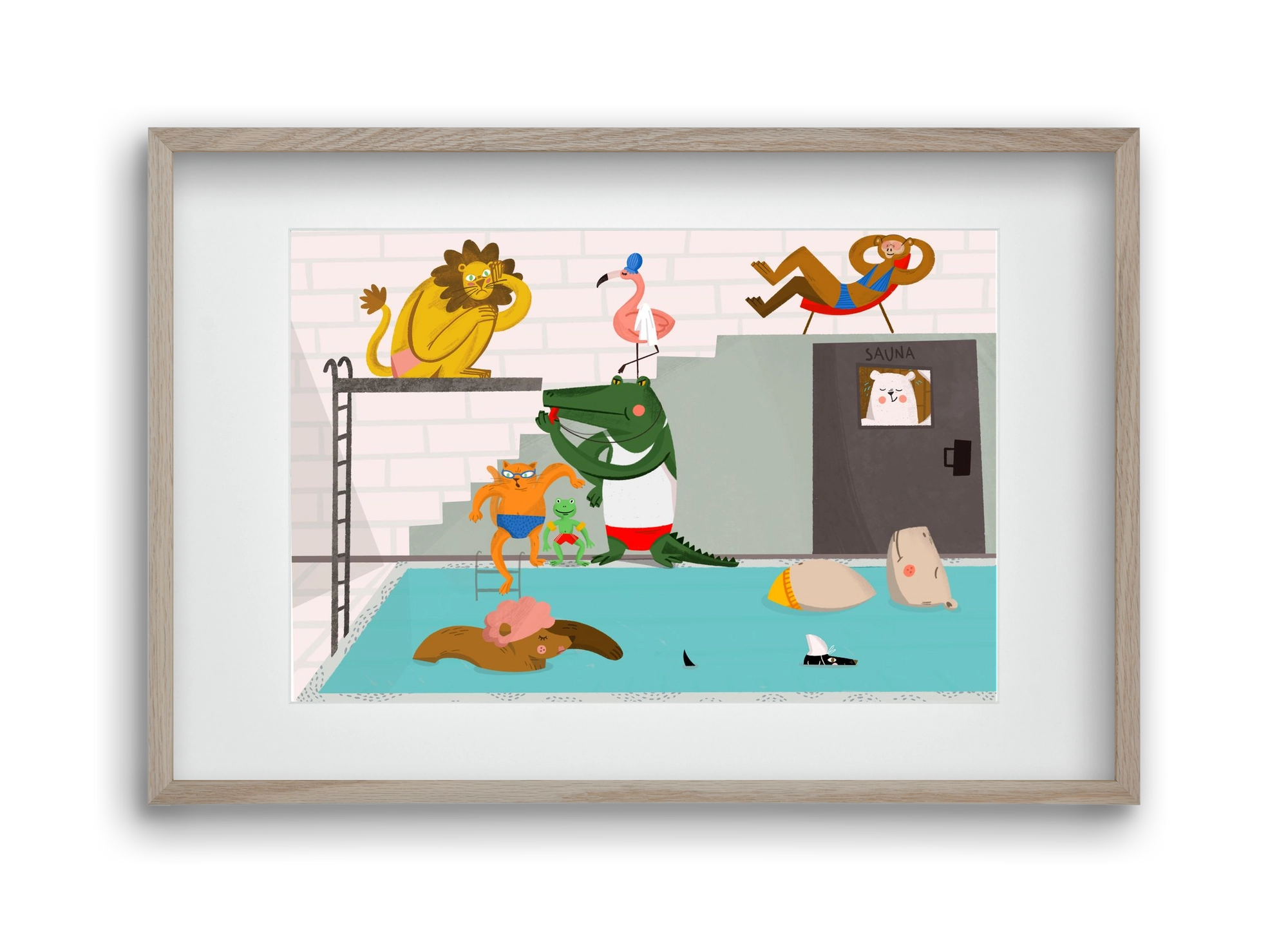 Swimming Pool, 45x30 cm (30x20 cm), Tölgy keret, paszpartuval