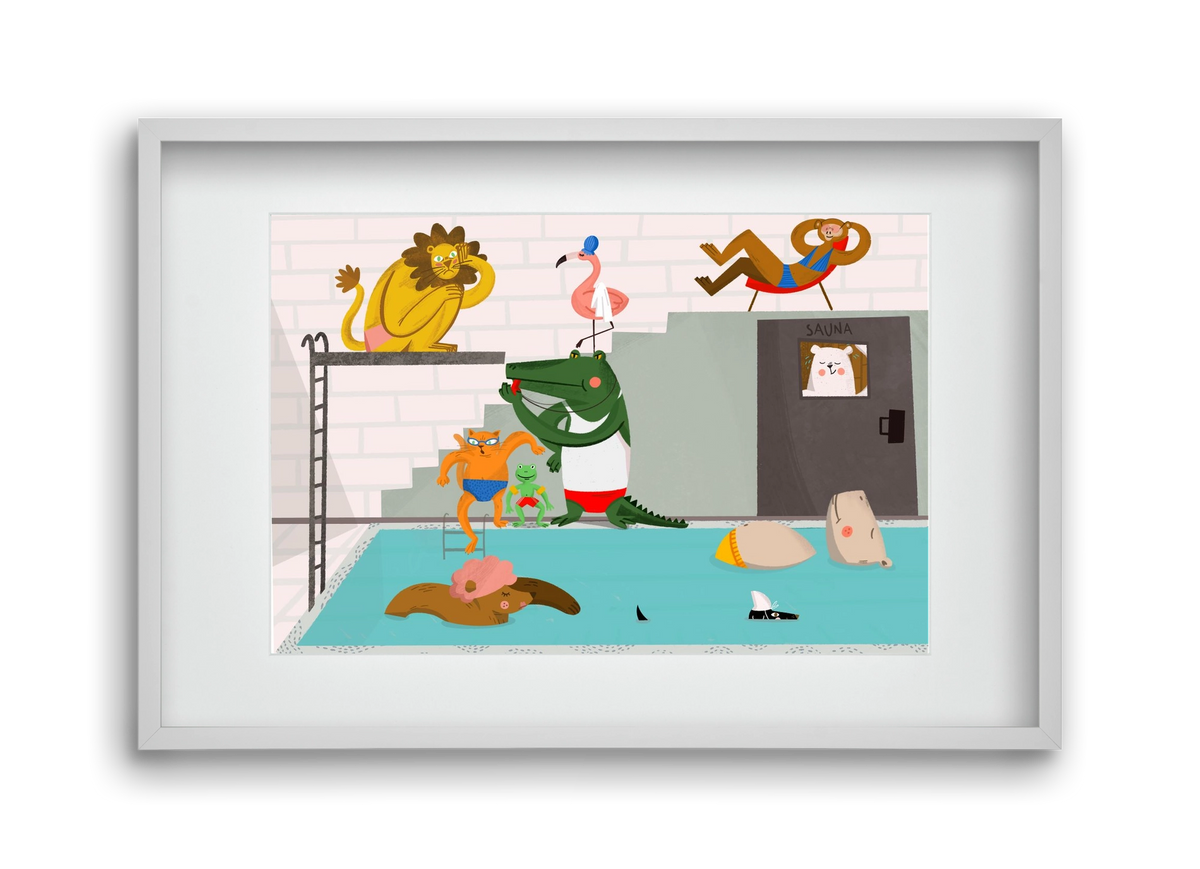 Swimming Pool, 45x30 cm (30x20 cm), Fehér keret, paszpartuval