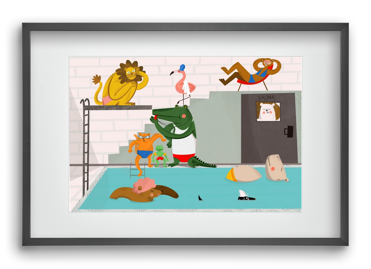 Swimming Pool, 60x40 cm (45x30 cm), Fekete keret, paszpartuval